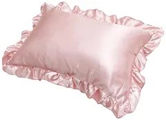 MORIPiLO シルク 枕カバー 43 63 洗える (洗濯機可) シルクタッチ フリル付き 両面 silk pillow case 可愛い ファスナー式 (シャンパンピンク 43x63cm) まくらのモリシタ 4621155