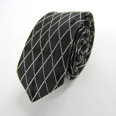 コムサイズム ブランド ネクタイ チェック柄 ダイヤ柄 格子柄 シルク PO メンズ ブラック COMME CA ISM 【中古】
