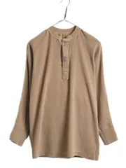 【お得なクーポン配布中!】 80s 90s 米軍実物 US ARMY ヘンリーネック アンダーシャツ メンズ S 程 ヴィンテージ ミリタリー 長袖 Tシャツ サーマル ロンT リブ編み 茶