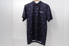 中古 メンズ キャロウェイ Callaway 半袖ポロシャツ LL 紺 ネイビー 総柄