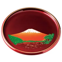 紀州塗り お盆 トレー 10寸 30cm 丸盆 玉虫塗 金縁付 富士山 和風 和室 おしゃれ 木目調 トレイ おぼん 日本製