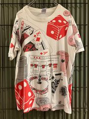 90‘s Casino Print T-Shirt カジノ　プリントTシャツ　カットソー　シングルステッチ