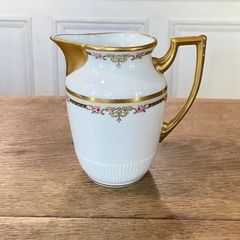 フランスアンティーク 　ピッチャー　金彩　ガーランド　リモージュ　磁器　フレンチインテリア【714】