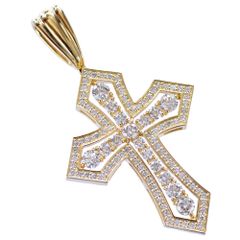 ペンダントトップ メンズ K18 18金 喜平用 ダイヤモンド 十字架 クロス ペンダントヘッド ペンダントトップ ネックレスヘッド イエローゴールド 日本製 刻印入り 鑑別書付き