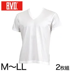 BVD インナー メンズ 半袖 vネック 2枚組 吸汗速乾 tシャツ M～LL 下着 吸水速乾 丈夫 v首 肌着 インナーシャツ アンダーウェア 男性 紳士 白 ホワイト M L LL