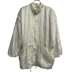 ジャケット レディース XL 程 アイボリー ジップアップ ドローコード シンプル アウター 薄手 古着卸 アメリカ仕入 a701-6427