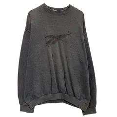 Reebok ロゴスウェット トレーナー L チャコールグレー リーボック プルオーバー アームプリント 古着卸 アメリカ仕入 a612-8362