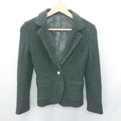 ◇ green label relaxing メッシュ素材 金ボタン 長袖 テーラードジャケット サイズ34 ブラック系 レディース E  【1405140048650】