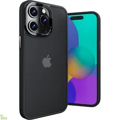 ONES 艶消し iPhone15ProMax ハードケース 【 強化レンズ保護、合金ボタン、エアバッグ 】● 米軍MIL規格 超耐衝撃 【 黒?衝撃吸収シリコンバンパー ? 半透明?マット感?強化PCガードボード 】 指紋防止 滑り止め 画面保護 