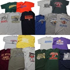 古着卸 まとめ売り カレッジ風 半袖Tシャツ 20枚セット (メンズ XL ) チームロゴ 英文字プリント ワンポイント 中古 古着 NA6953