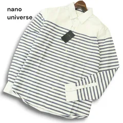 【新品 未使用】 nano universe ナノユニバース 通年 ボーダー★ 長袖 ボタンダウン オックスフォード シャツ Sz.M メンズ