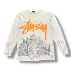 STUSSY 18AW Beach Mob Tie Dye L/S Tee  ビーチモブタイダイTシャツ 長袖Tシャツ ロングTシャツ ロンT ステューシー 1994295 ホワイト/オレンジ L 89947A7