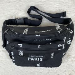 【未使用品】BALENCIAGA バレンシアガ エクスプローラー ベルトパック Bal Paris プリント ナイロン ブラック