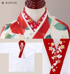 刺繍入り半襟付き肌襦袢【兎・赤】95cm(XXS)~165cm(M)　TAK