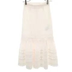 Lily Brown リリーブラウン リネンブレンド ロング丈 レース切替 スカート 0 ホワイト系 レディース 古着