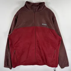 古着 コロンビア Columbia フルジップフリースジャケット ツートンカラー 大きいサイズ アウトドア ワンポイントロゴ 3X  レッド メンズ