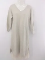 ◇ ◎ 31 Sons de mode Vネック ニット 長袖 膝丈 ワンピース サイズ36 ライトベージュ レディース P  【中古】 【1211080007134】