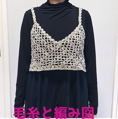 編み物キット カプリとパピヨンで編むショート丈のクロッシェビスチェ 春夏毛糸 かぎ針編み レディース ベスト ２本どり ダイヤモンド毛糸