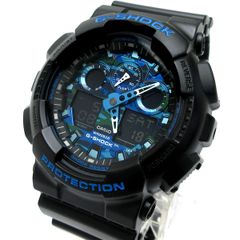 カシオ Gショック メンズ デジアナ 黒 青 迷彩 カモフラージュ文字盤 GA-100CB-1AJF 時計 CASIO G-SHOCK クォーツ 箱 稼動品