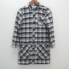 a■ラコステ/LACOSTE チェック柄 長袖 シャツワンピース【38】黒/LADIES/43【中古】