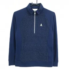 【美品】アダバット 長袖ポロシャツ ネイビー 前身頃レース ハーフジップ  レディース 38(M) ゴルフウェア adabat