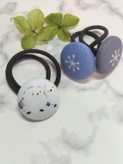 くるみボタンヘアゴム　しまえなが