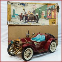 増田屋【ROMANTIC CAR赤ロマンティックカー 大サイズ 電動動作不良】ブリキ tin toy car自動車ミニカー■MODERN TOYS マスダヤ【箱付】0187