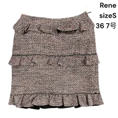 ◆Rene ルネ  ツイードスカート ミニスカート フリル 赤 黒 サイズ36 S 7号 レデイ―ス S5U279