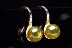 シルバー925◇メキシコ産 ブルーアンバー琥珀 7mm ピアス パワーストーン 天然石 _PRG2195