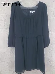 ◇ NATURAL BEAUTY BASIC バックジップ ドット 水玉 七分袖 ミニ ワンピース サイズM ネイビー レディース 【中古】 【1002801040994】