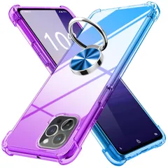 iPhone 12 用 ケース iPhone 12 Pro 用 ケース リング付き クリア 薄型 グラデーション色 ケース 軽量 tpu 耐衝撃 スマホケース 透明 米軍MIL規格取得 おしゃれ 黄変防止防塵一体型 人気 車載ホルダー アイフォン