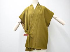 【一輝堂】リサイクル着物 羽織 袖なし 洗える着物 身丈約63cm 身幅約68.5cm 25z07-3860