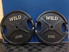 【中古希少品】［WILD FIT］28mmラバープレート20kg（2枚1組）