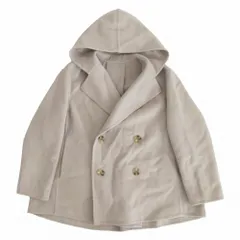 19aw MACPHEE マカフィー フーデッド ダブルブレスト コート ジャケット メルトンウール 34 ベージュ レディース 【中古】