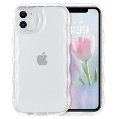 VENINGO iPhone 11 ケース クリア ウェーブ おしゃれ TPU+PC 韓国 かわいい 可愛い スマホケース 人気 シンプル 滑り止め 薄型 軽量 耐衝撃 指紋防止 レンズ保護 ストラップホール付き シリコン TPU バンパー iPhone1 0