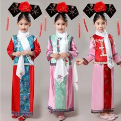 子供用 中国古代コスプレ衣装チャイナ風キッズ漢服チャイナドレス中華コスプレ中華服ステージ衣装トップスとスカート民族衣装 女子 舞台服