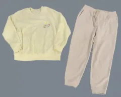 【中古】衣料雑貨 ハローキティ＆うさぎ フリースセット(長袖/レディース) クリーム Lサイズ 「ちいかわ なんか小さくてかわいいやつ×サンリオキャラクターズ×ユニクロ スペースツアー」