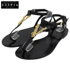 ヴェルサーチェ☆ブラックエナメル ストラップサンダル GIANNI VERSACE エナメル ストラップ サンダル ブラック