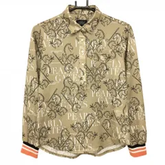 【美品】パーリーゲイツ 長袖ポロシャツ ライトブラウン×黒 ユニコーン柄  レディース 0(S) ゴルフウェア 2024年モデル PEARLY GATES