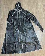 【訳あり】 レインコート XLサイズ 黒（ブラック） 雨具 かっぱ ポンチョ