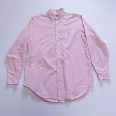 Ralph Lauren ボタンダウン シャツ 100% コットン ワンポイント ロゴ マルチカラーポニー 刺繍 ピンク ラルフローレン 古着 vintage 【L】