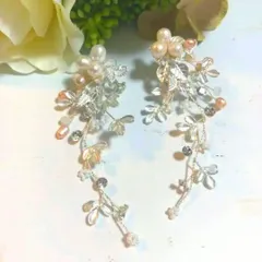 ピアス 小枝ピンクゴールド　ウェディングヘアアクセサリー 結婚式