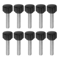 新品 uxcell 10個 ローレットクランプノブ サムスクリュー M6 x 25mm メトリックオスネジ 16mm マッ トプラスチックヘッド 304 ステンレススチールスタッド 手ネジノブ サムスクリューハンドル 黒