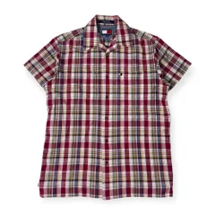 90s TOMMY HILFIGER トミー ヒルフィガー チェック 半袖シャツ XS/マルチ メンズ インド綿 ビンテージ