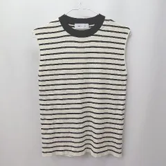 ◇ ⊃ ADAM ET ROPE アダム エ ロペ ボーダー柄 長袖 ノースリーブカットソー サイズＦ ホワイト系 レディース E  【1507280008409】