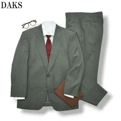 ダックス DAKS シャドーストライプ柄 シングル 2B スーツ セットアップ 上下 テーラードジャケット スラックスパンツ ビジネス 通勤 春夏 AB5 グレー メンズ
