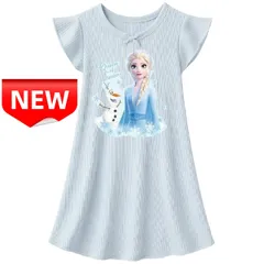 ⭐新品⭐アナと雪の女王 エルサ オラフ ワンピース ルームウェア パジャマ キッズ 女の子 春夏秋 リブ素材 半袖 レース袖 プリンセス 子供服 カジュアル 半袖パジャマ キッズパジャマ カジュアル 多用途 普段着 100cm 110cm 120cm 130