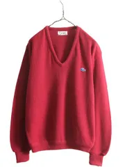 【お得なクーポン配布中!】 70s USA製 ラコステ アクリル ニット セーター メンズ レディース L / 70年代 ヴィンテージ IZOD LACOSTE Vネック 糸巻タグ バーガンディ