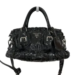 【希少・美品】PRADA ギャザー ハンドバッグ パテント Yahoo!オークション -「プラダ ギャザー」(かばん、バッグ
