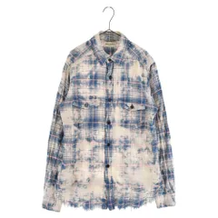 SAINT LAURENT PARIS (サンローランパリ) 16SS Gradient Plaid Shirt 409947 Y817L フレイドヘムブリーチ加工長袖シャツ グラデーションチェックシャツ カットオフ ブルーのサムネイル